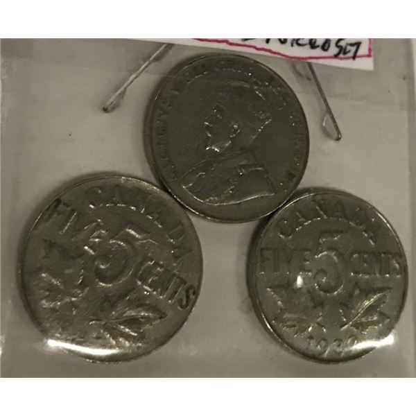 1931, 1932 & 1933 CANADA KING GEORGE V NICKEL SET