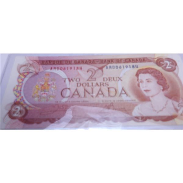 1974 CH UNCIRCULATED MULTI COLORED LAST OF CANADA $2 BILLS