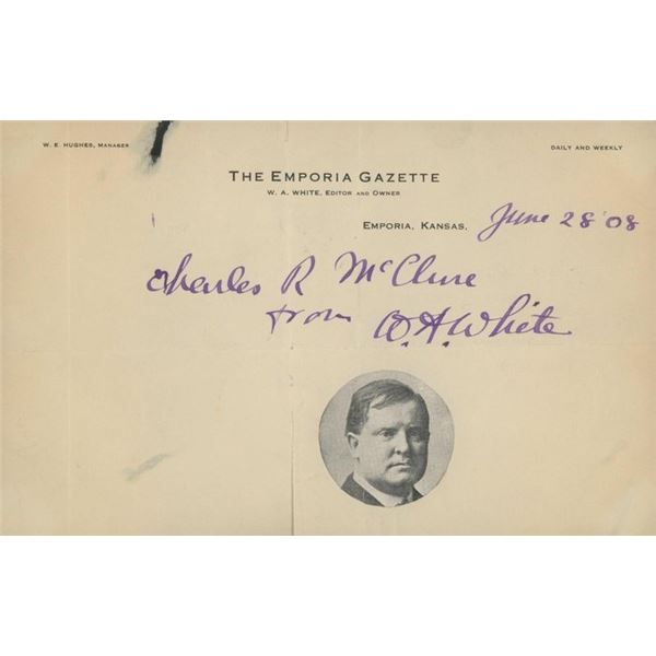 William Allan White signed note