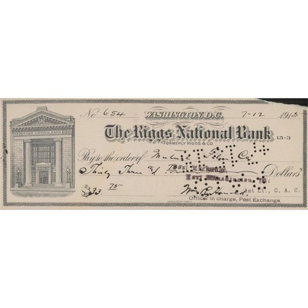 Major General William Arnold signed check