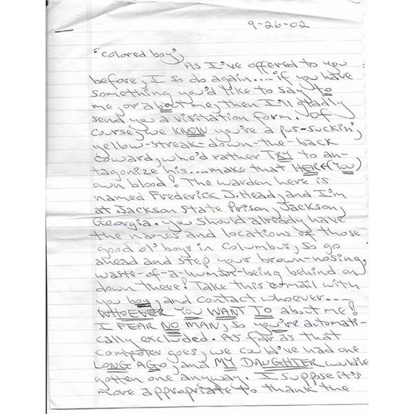 The Stocking Strangler Serial Killer Carlton Michael Gary Signed Page