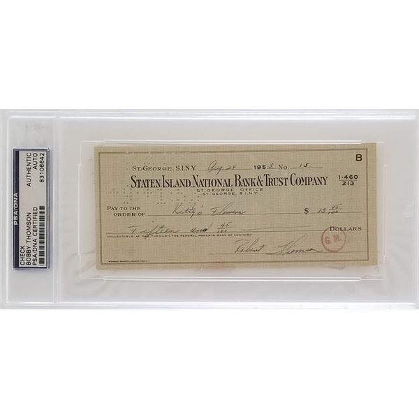 Boston Red Sox Bobby Thomson encapsulated signed check