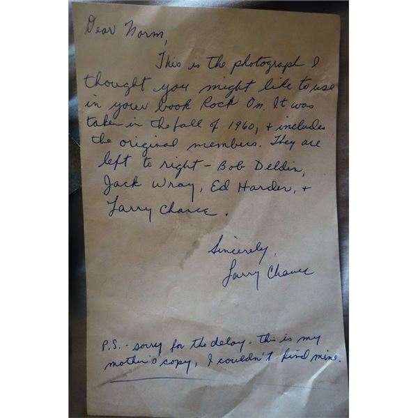 Larry Chance handwritten letter