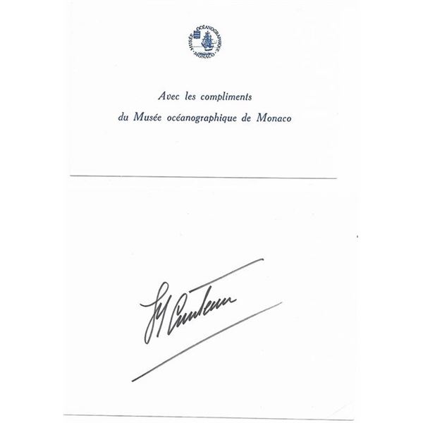 Famed Undersea TV Personality Jacques Cousteau Signed Card