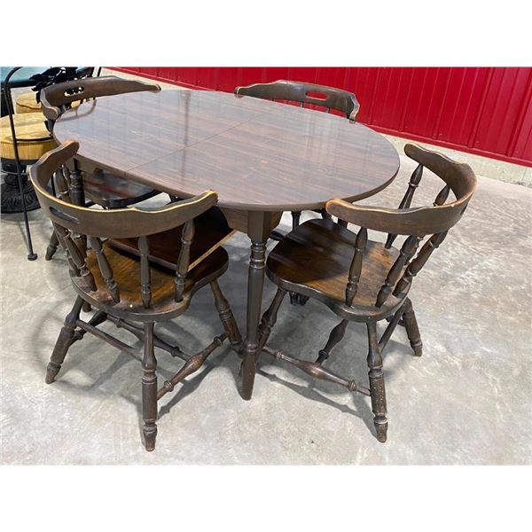 INDOOR WOODEN TABLE AND CHAIR SET WITH 1 LEAF
