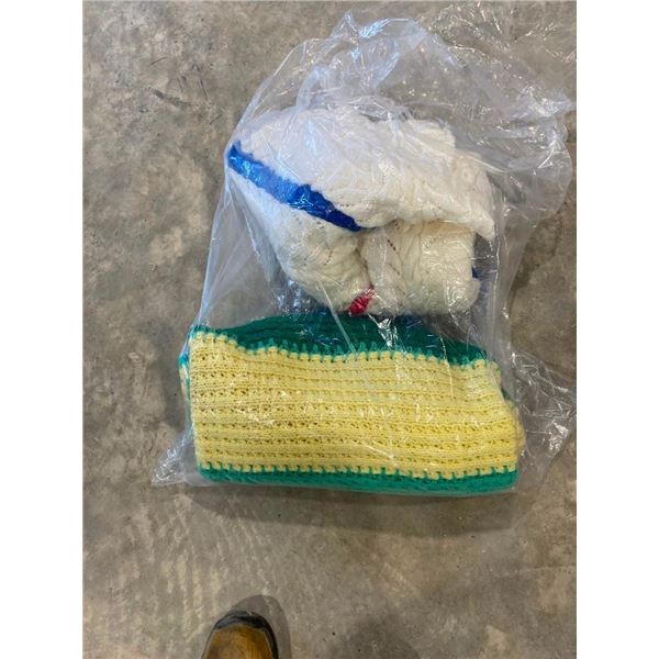 BAG OF ASSORTED KNITTED BLANKETS