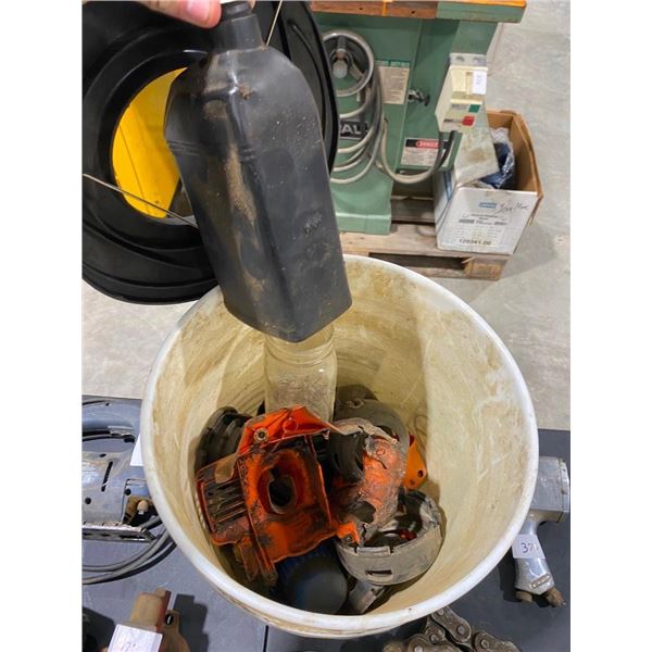 PAIL FULL OF WHIPPER SNIPPER HEAD PARTS