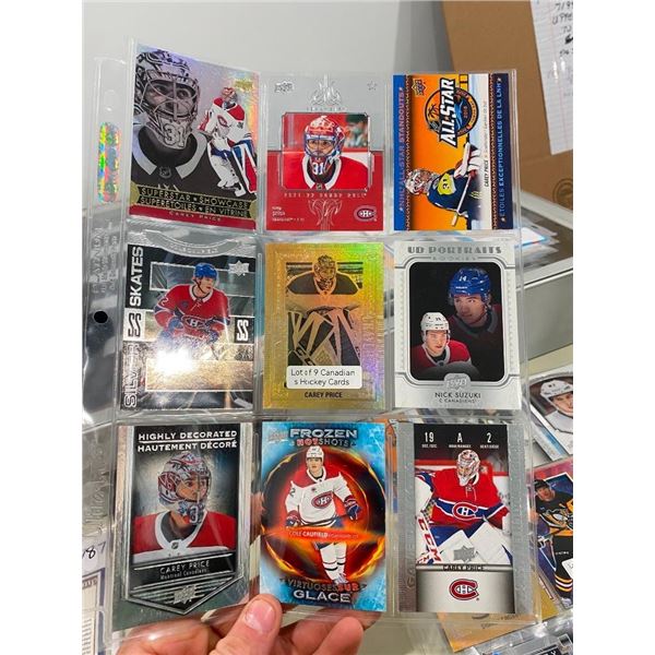 9 COLLECTIBLE MONTREAL CANADIENS HOCKEY CARDS