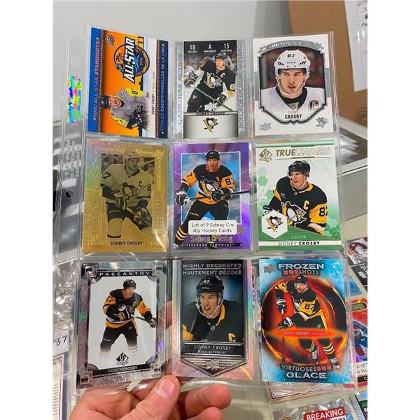 9 COLLECTIBLE SIDNEY CROSBY HOCKEY CARDS