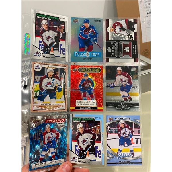 9 COLLECTIBLE CALE MAKAR HOCKEY CARDS