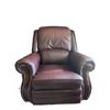 Image 1 : Brown Leather Recliner Armchair with Brass Nailhead Trim