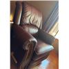 Image 2 : Brown Leather Recliner Armchair with Brass Nailhead Trim