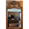 Image 1 : Ornate Wood Framed Wall Mirror with Carved Top Detail, 31" x 54"