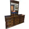 Image 1 : Wood Dresser With Ornate Carved Front, 9 Drawers, and Framed Mirror 33" x 48"