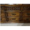 Image 5 : Wood Dresser With Ornate Carved Front, 9 Drawers, and Framed Mirror 33" x 48"