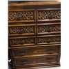 Image 1 : Ornate Carved Wood 6-Drawer Dresser with Brass Hardware
