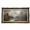 Image 1 : Framed Landscape Oil Painting with Mountain Scene, 55 x 30 cm