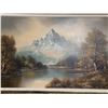 Image 2 : Framed Landscape Oil Painting with Mountain Scene, 55 x 30 cm