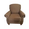 Image 1 : Striped Upholstered Armchair with Rolled Arms and Wooden Feet, Measures 34" x 38"