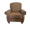 Image 2 : Striped Upholstered Armchair with Rolled Arms and Wooden Feet, Measures 34" x 38"