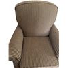 Image 3 : Striped Upholstered Armchair with Rolled Arms and Wooden Feet, Measures 34" x 38"