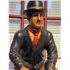 Image 2 : Painted Cast Iron Figure Sitting on Stool with Bowler Hat and Red Polka Dot Scarf