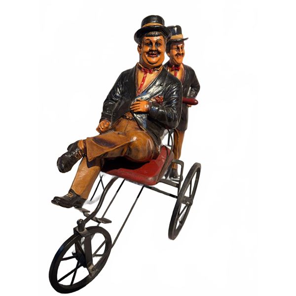 Cast Iron and Metal Two-Man Bicycle Figurine with Removable Figures