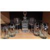 Image 1 : Crystal Decanter With Stopper, 2 Crystal Wine Glasses, 4 Silver Rimmed Highball Glasses