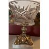 Image 2 : Cut Glass Centerpiece Bowl on Ornate Brass Stand with Marble Base