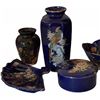 Image 2 : Japanese Style Blue and Black Ceramic Vases Bowls and Fan Dish Lot
