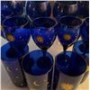 Image 3 : 12 Cobalt Blue Glasses with Celestial Sun, Moon and Stars Design