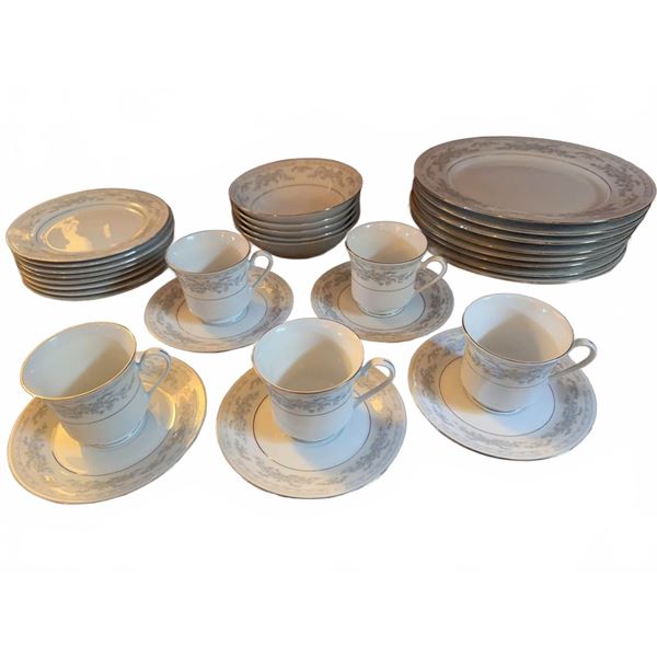 Noritake China Set With Floral Pattern, Service For Four, Includes Plates And Cups