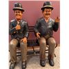 Image 2 : Seated Comedic Figures in Bowler Hats on Metal Bench