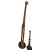 Image 1 : Hand-Carved Painted Wood Giraffe Sculptures on Round Bases