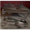 Image 1 : Silver-Plated Chafing Dish With Two Lids and Assorted Silver Serveware