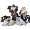 Image 1 : Christmas Decorations Including Santa Figures, Nativity Scene, and Snowman Jar