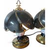 Image 2 : Brass and Glass Table Lamps with Floral Etched Shades and Porcelain Bases