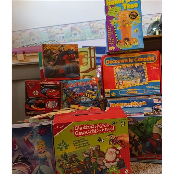 Children's Puzzles and Games, Including Disney, Marvel, and Educational Sets