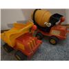 Image 2 : 2 Plastic Construction Trucks: Dump Truck and Cement Mixer