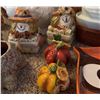 Image 4 : Thanksgiving and Fall Decor Lot: Owl Plate, Ceramic Animals, Turkey Basket, Salt Shakers