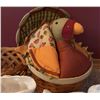 Image 5 : Thanksgiving and Fall Decor Lot: Owl Plate, Ceramic Animals, Turkey Basket, Salt Shakers