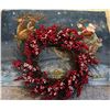 Image 1 : Holiday Wreath with Artificial Red Berries and White Accents