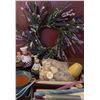 Image 1 : Candles, Ceramic Chef Figurines, Wreath, and Wax Warmer Lot