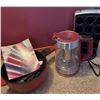 Image 1 : Curtis Stone Red Saucepan, Electric Kettle with Infuser, and Muffin Pan Set