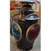 Image 2 : Early Railroad Lantern with Blue and Red Lenses, Metal Body, Electric Cord Attached