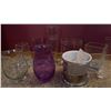 Image 1 : Glass and Crystal Vases with Metal Candle Holder, 8 Pieces