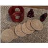 Image 1 : 6 Aztec Calendar Stone Coasters With 2 Figurines and Wooden Holder
