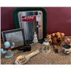Image 1 : Decorative Collectibles Including Coca-Cola Tray, Figurines, Ceramic Spoon Rest