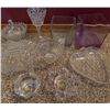 Image 1 : Pressed and Cut Glass Bowls, Goblet, Heart Plate, and Vases, 8-Piece Lot