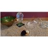 Image 1 : Crystal Bowls, Glass Paperweight, Green Bowl, and Portable Watch Lot